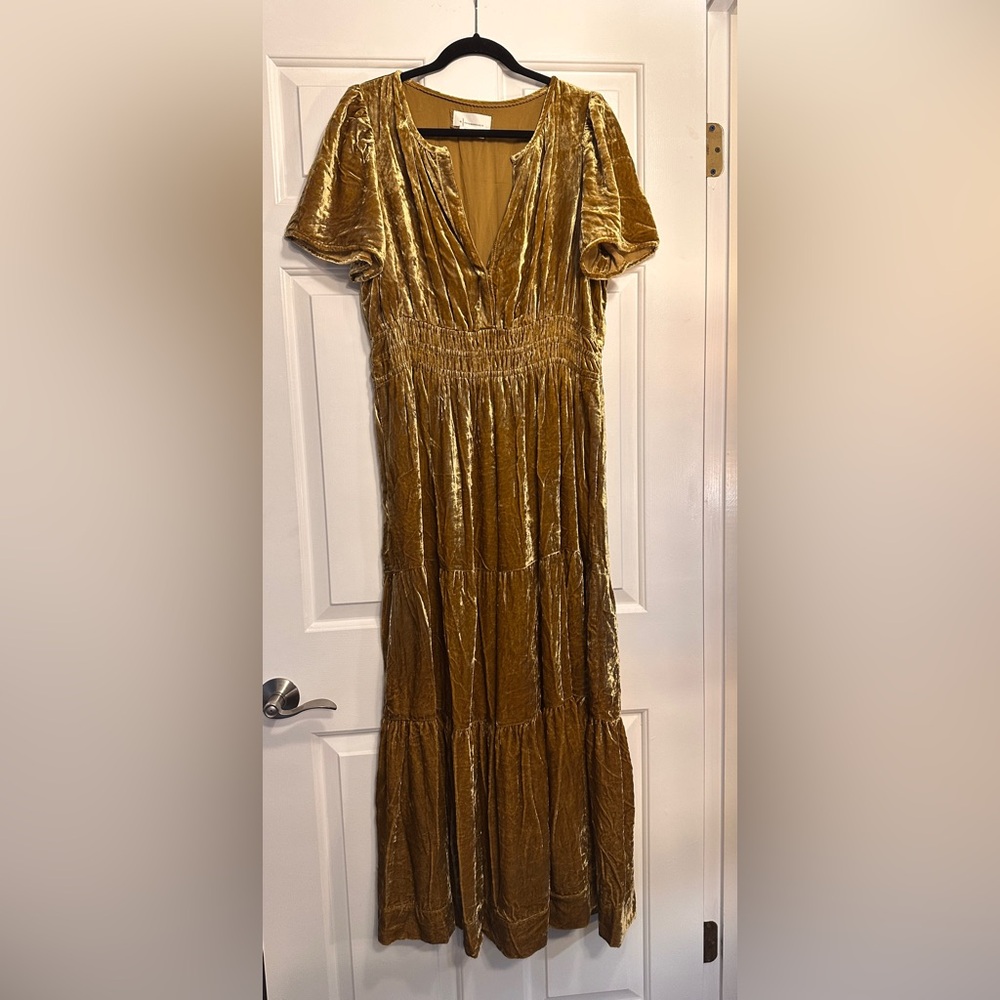 Anthropologie Shimmering Gold Dress